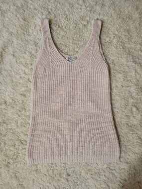 Madewell Soft Knit Ribbed Sweater Tank in Blush Pink | XS | Stretch